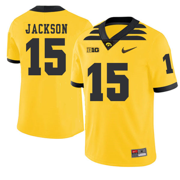 2019 Men #15 Joshua Jackson Iowa Hawkeyes College Football Alternate Jerseys Sale-Gold - Click Image to Close